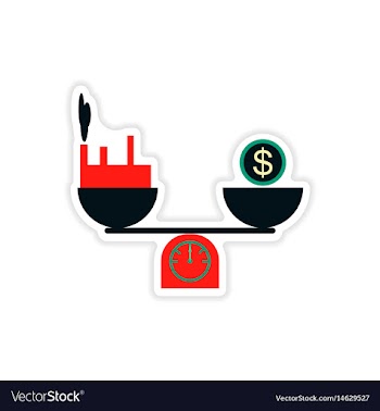 Stylish sticker on paper money building scales vector image