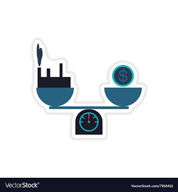 Stylish sticker on paper money building scales vector image