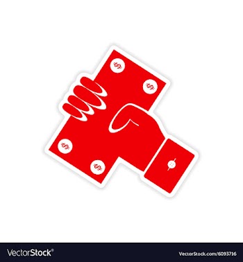 Stylish sticker on paper Money in hand vector image