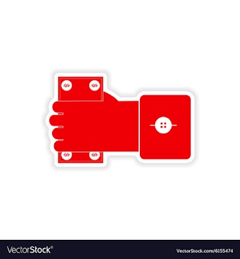 Stylish sticker on paper Money in hand vector image