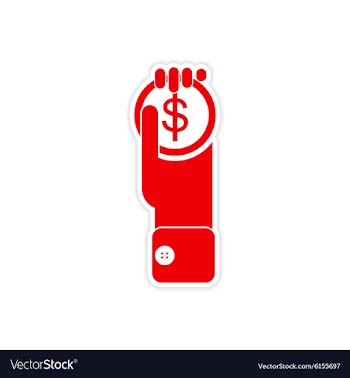 Stylish sticker on paper Money in hand vector image