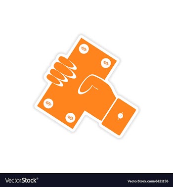 Stylish sticker on paper Money in hand vector image