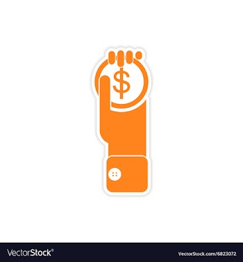 Stylish sticker on paper Money in hand vector image