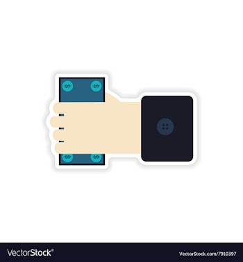 Stylish sticker on paper Money in hand vector image