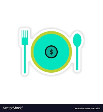 Stylish sticker on paper money in plate vector image