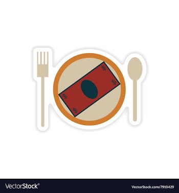 Stylish sticker on paper money in plate vector image