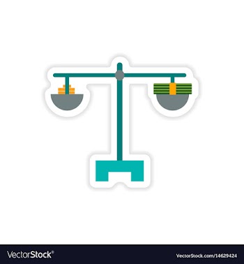 Stylish sticker on paper money on scales vector image