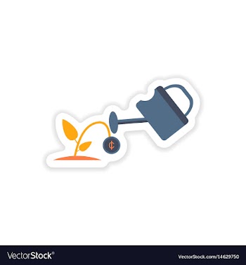 Stylish sticker on paper money plant and watering vector image