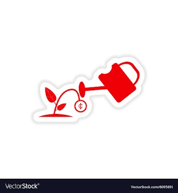 Stylish sticker on paper Money plant and watering vector image