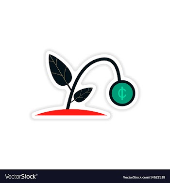 Stylish sticker on paper money plant on white vector image