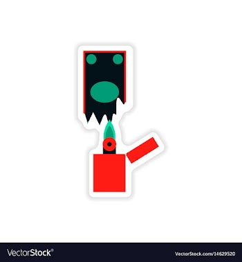 Stylish sticker on paper money to burn vector image