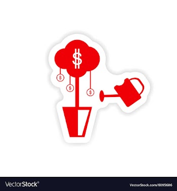 Stylish sticker on paper Money Tree and Sprinkle vector image