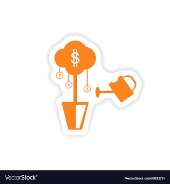 Stylish sticker on paper Money Tree and Sprinkle vector image