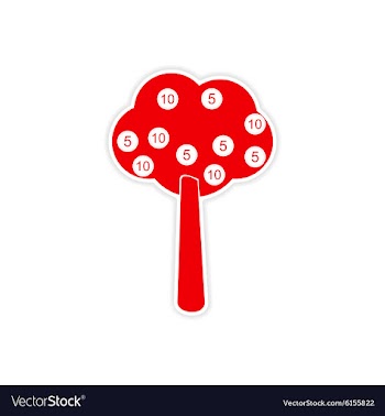 Stylish sticker on paper money tree on white vector image
