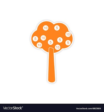 Stylish sticker on paper money tree on white vector image