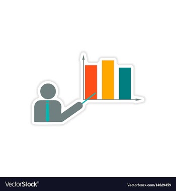 Stylish sticker on paper people and chart vector image