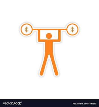 Stylish sticker on paper people and money Rod vector image