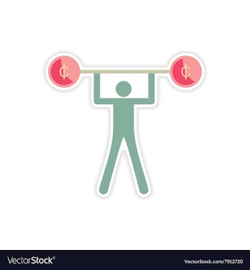 Stylish sticker on paper people and money Rod vector image