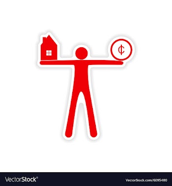 Stylish sticker on paper people House Coin vector image