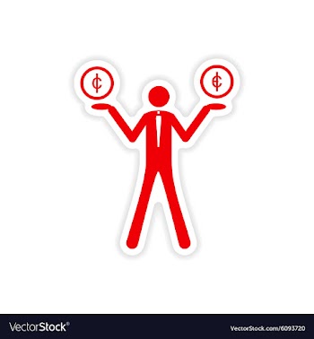 Stylish sticker on paper People with coins vector image