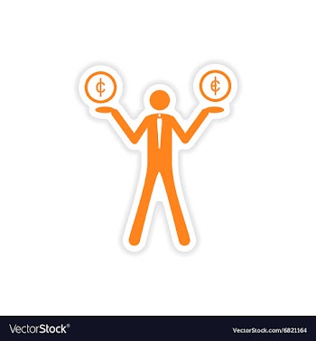 Stylish sticker on paper People with coins vector image
