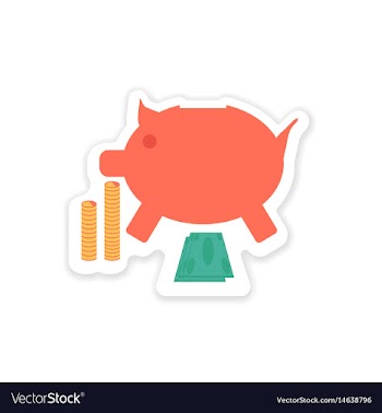 Stylish sticker on paper piggy bank and money vector image
