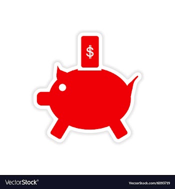 Stylish sticker on paper piggy bank and money vector image