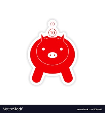 Stylish sticker on paper piggy bank and money vector image