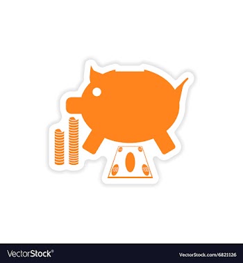 Stylish sticker on paper piggy bank and money vector image