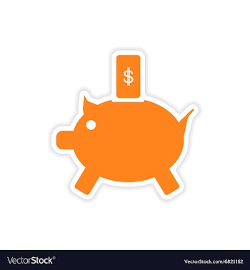 Stylish sticker on paper piggy bank and money vector image