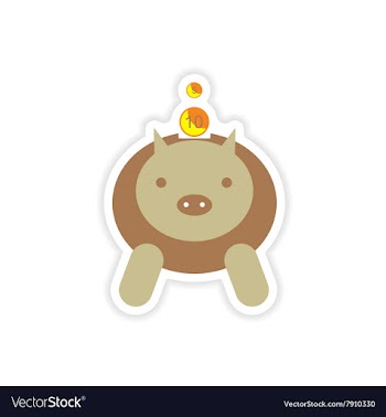 Stylish sticker on paper piggy bank and money vector image