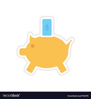 Stylish sticker on paper piggy bank and money vector image