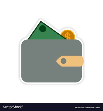 Stylish sticker on paper purse and money vector image