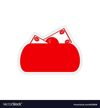 Stylish sticker on paper purse and money vector image