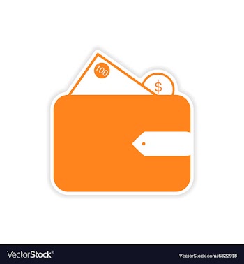 Stylish sticker on paper purse and money vector image