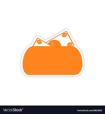 Stylish sticker on paper purse and money vector image