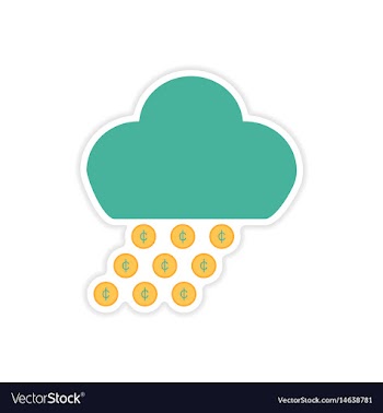 Stylish sticker on paper rain cloud coins vector image