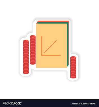 Stylish sticker on paper report and coins vector image