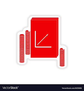 Stylish sticker on paper Report and coins vector image