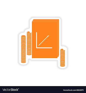 Stylish sticker on paper Report and coins vector image