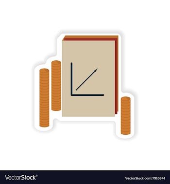 Stylish sticker on paper Report and coins vector image