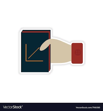 Stylish sticker on paper report in hand vector image