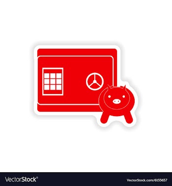 Stylish sticker on paper safe and piggy bank vector image