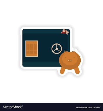 Stylish sticker on paper safe and piggy bank vector image