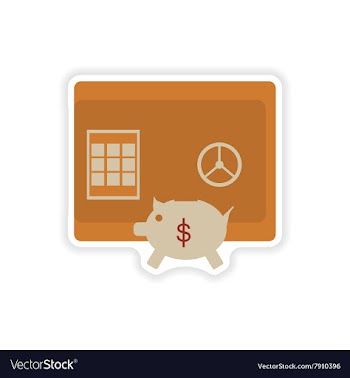 Stylish sticker on paper safe and piggy bank vector image