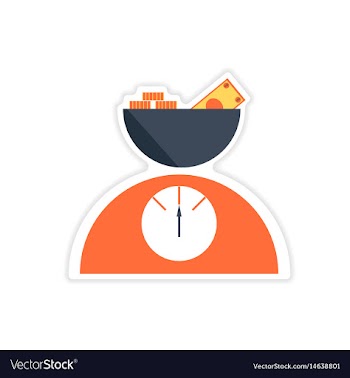 Stylish sticker on paper scale full of money vector image