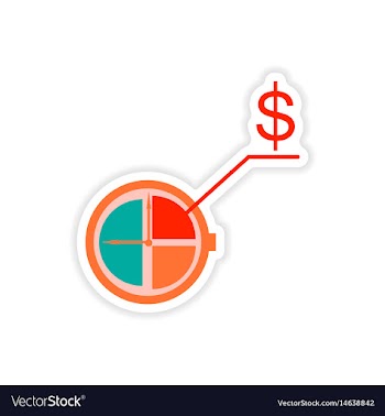 Stylish sticker on paper stopwatch money on white vector image