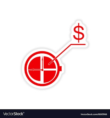 Stylish sticker on paper Stopwatch money on white vector image