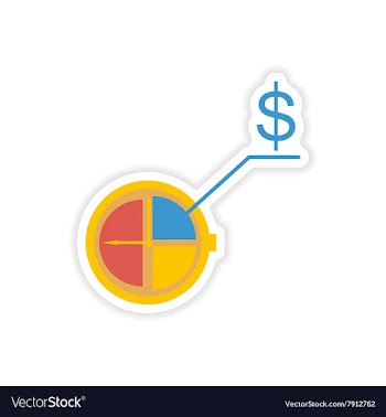 Stylish sticker on paper Stopwatch money on white vector image