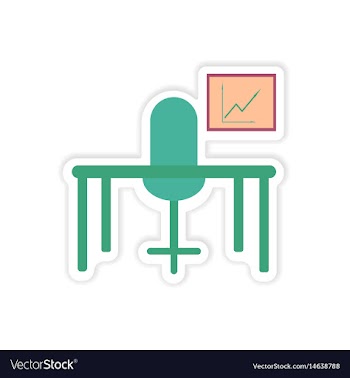 Stylish sticker on paper table chair chart vector image